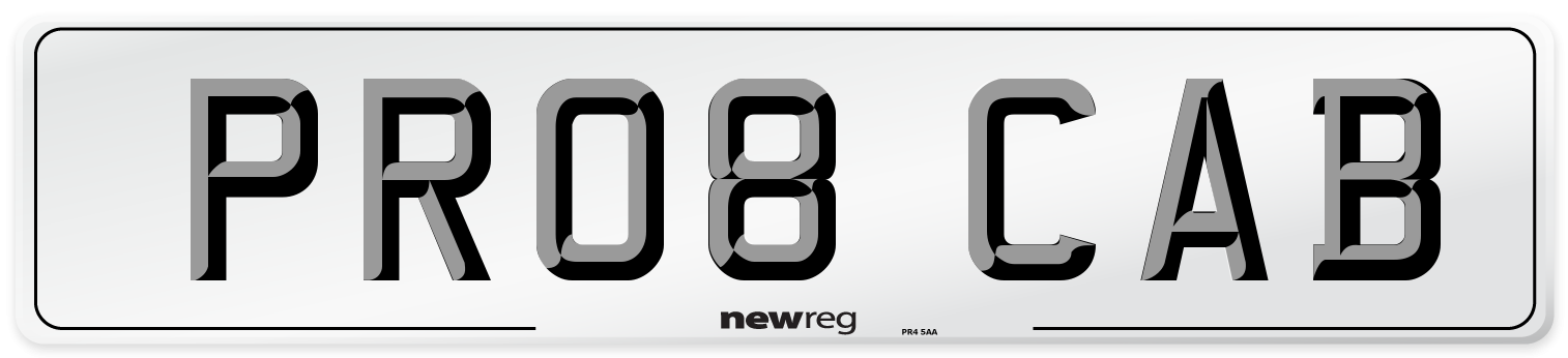 PR08 CAB Number Plate from New Reg